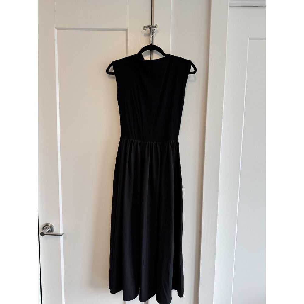 CAWAII Japanese black pocket mock neck midi dress